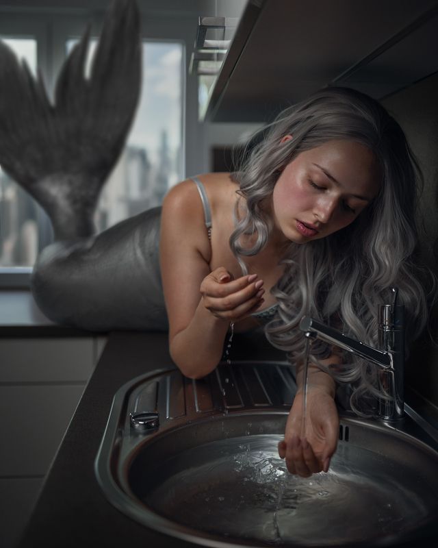 русалка, рыба, девушка, кухня, вода, сказка, магический реализм Ариель фото превью