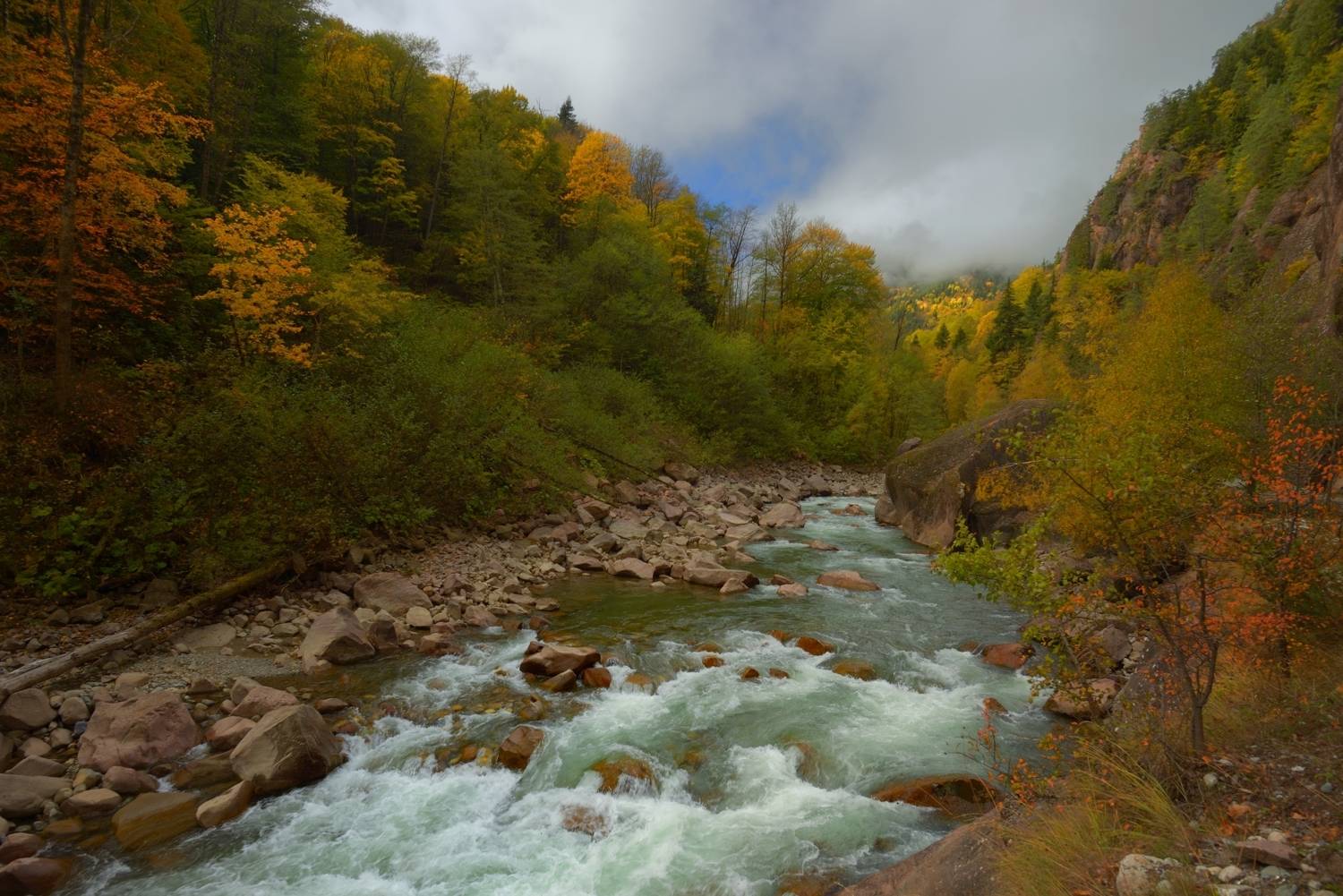 горы осень кавказ река, Александр Жарников