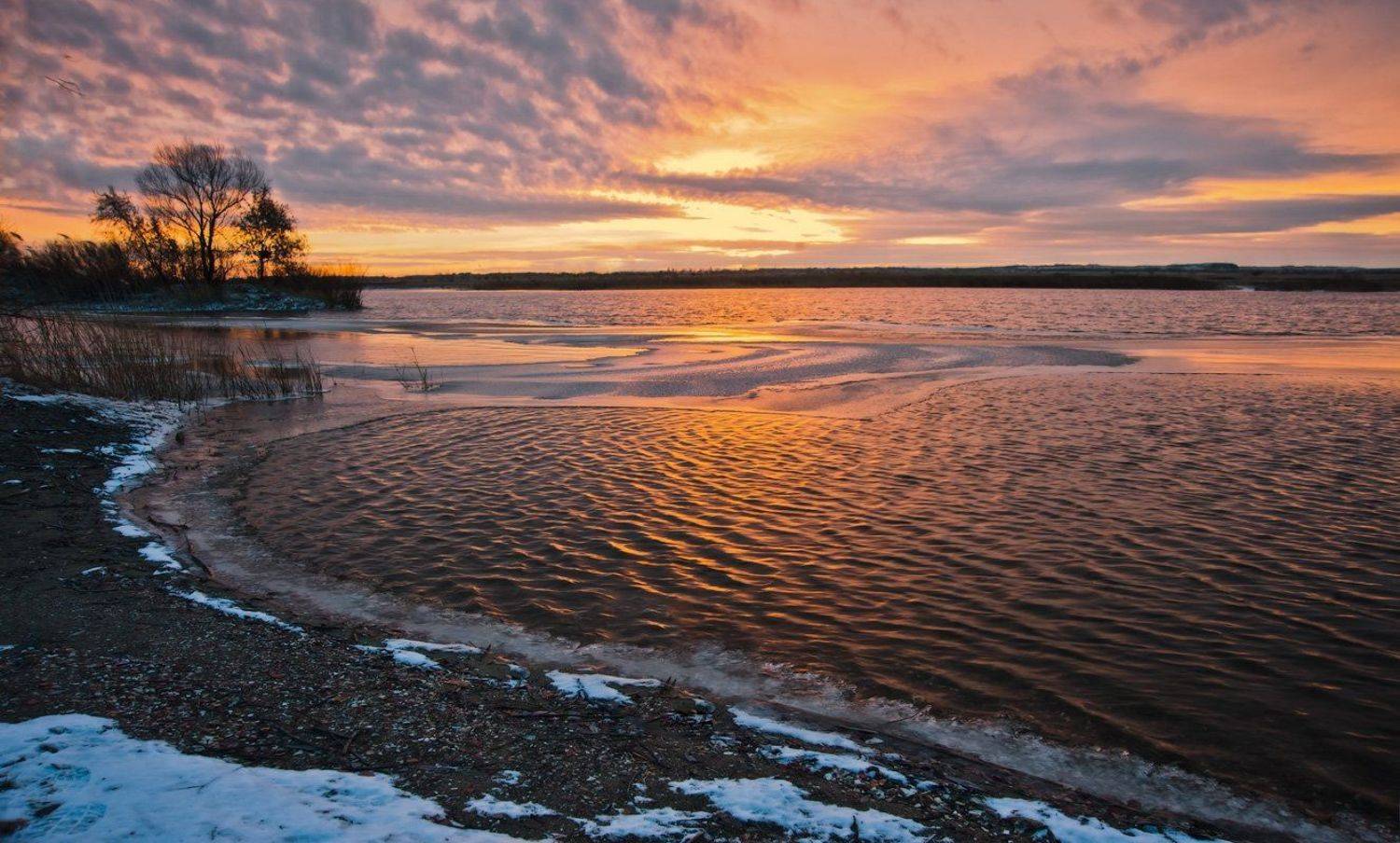 Лед, Озеро, Рассвет, Андрей Журавлев