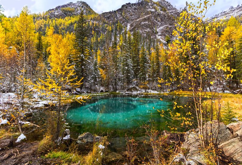 Алтай, Гейзерное озеро, Голубое озеро Изумрудный глаз Алтая фото превью
