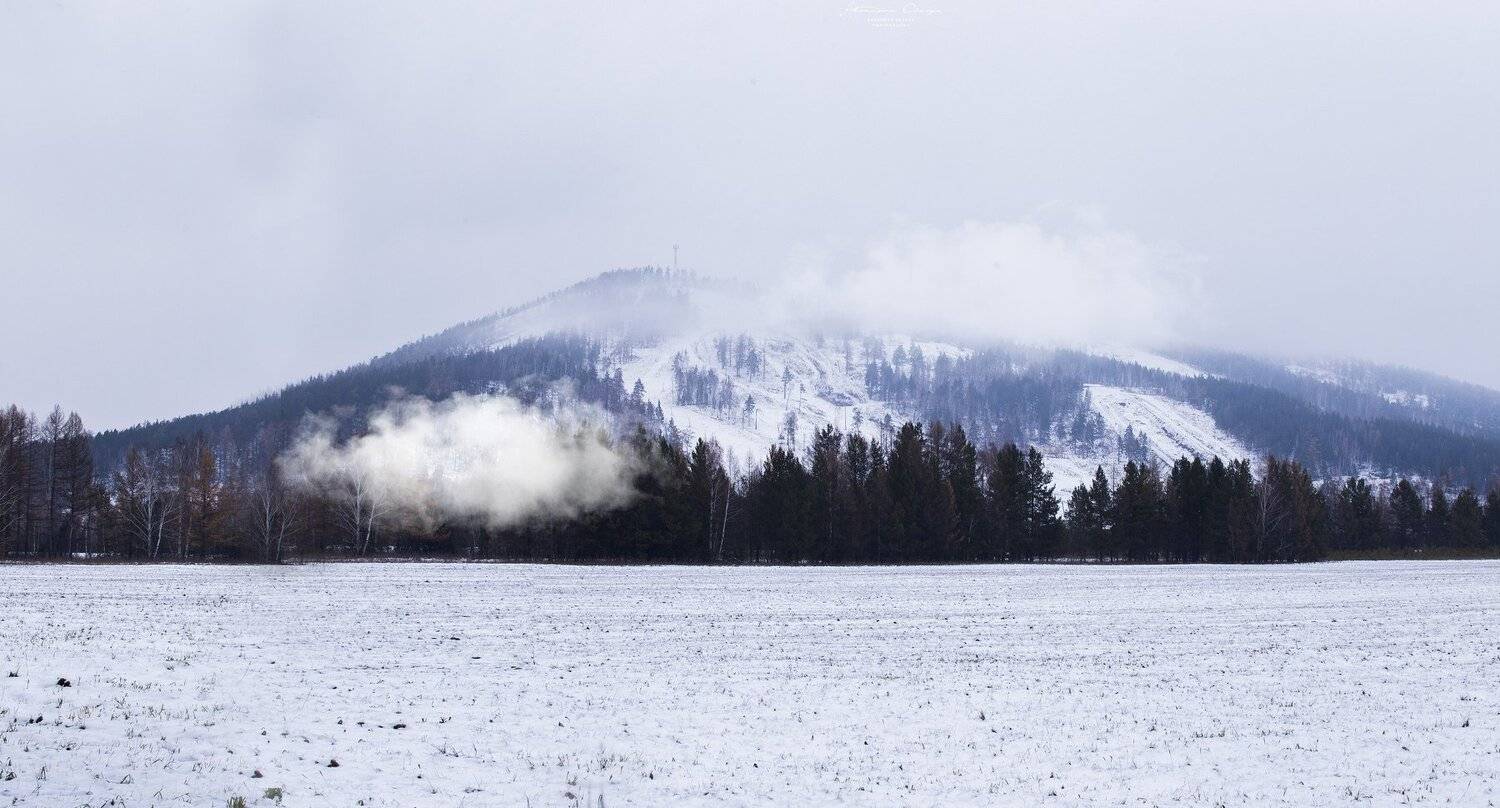 горы, туман, поле, снег, зима, Аксёнова Олеся