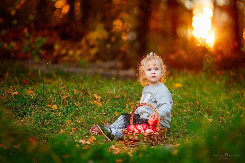 девочка, осень, лес Осенняя фото превью