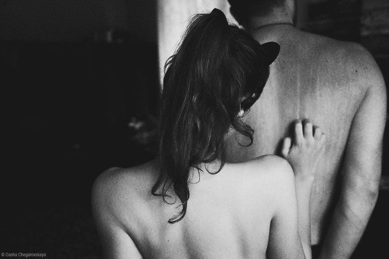 Кошка, девочка-коша, чб Девочка-кошка фото превью