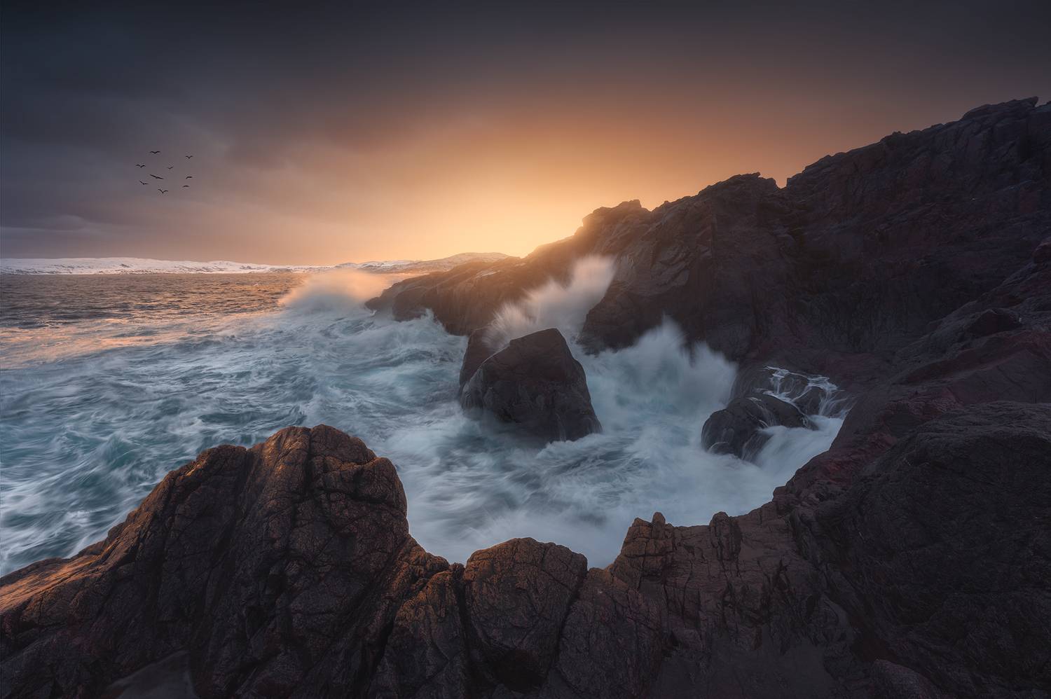 север, кольский, зима, териберка, закат, скалы, фототур, Александр Дударев