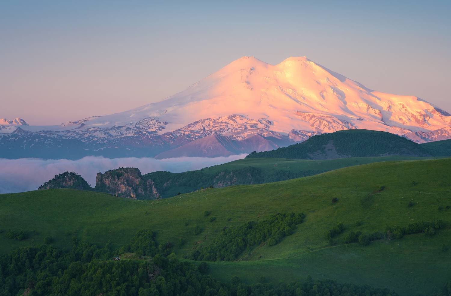 эльбрус, рассвет, пейзаж, горы, Левыкин Виталий