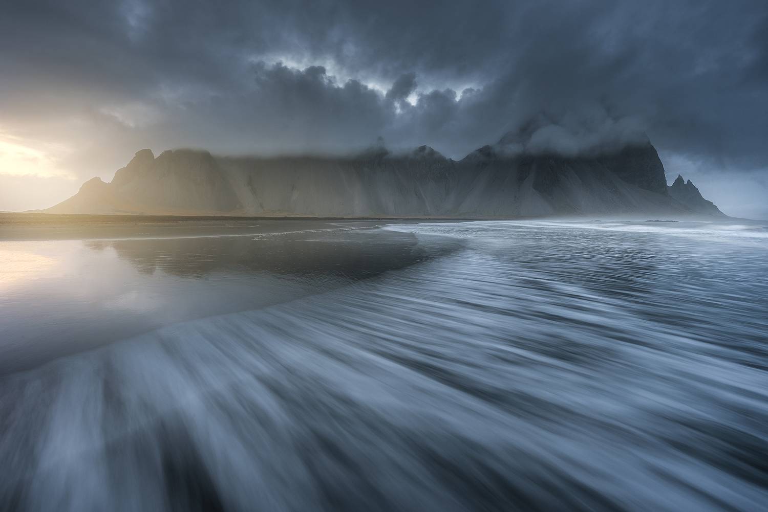 iceland, sunset, lights, landscape, nikon, d750, vestrahorn, stokksnes, sky, clouds, fog, moody, longexposure, Patrick