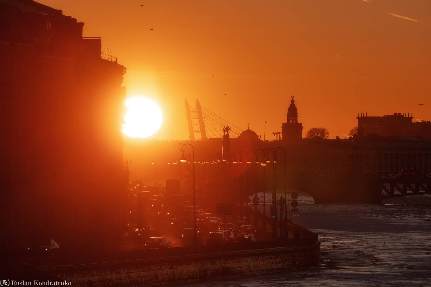 санкт-петербург, закат, прострел, нева, Кондратенко Руслан