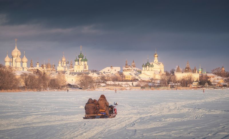 закат, зима, снег, озеро, ростов Зима в Ростове фото превью