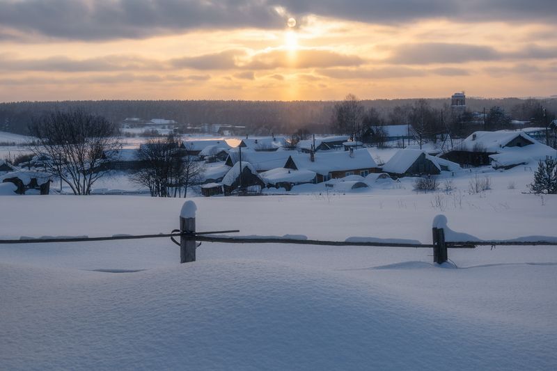 зима вечер село Вечер в глубинке фото превью