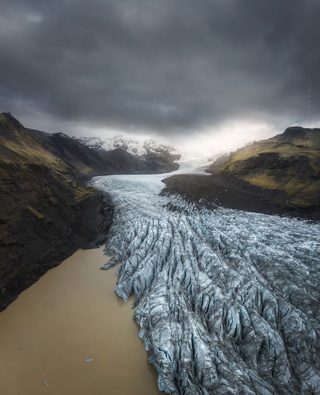 iceland, landscape, sky, sun, areal, drone, dji, river, mountains, dronephotography, glacier Over the Glacier фото превью