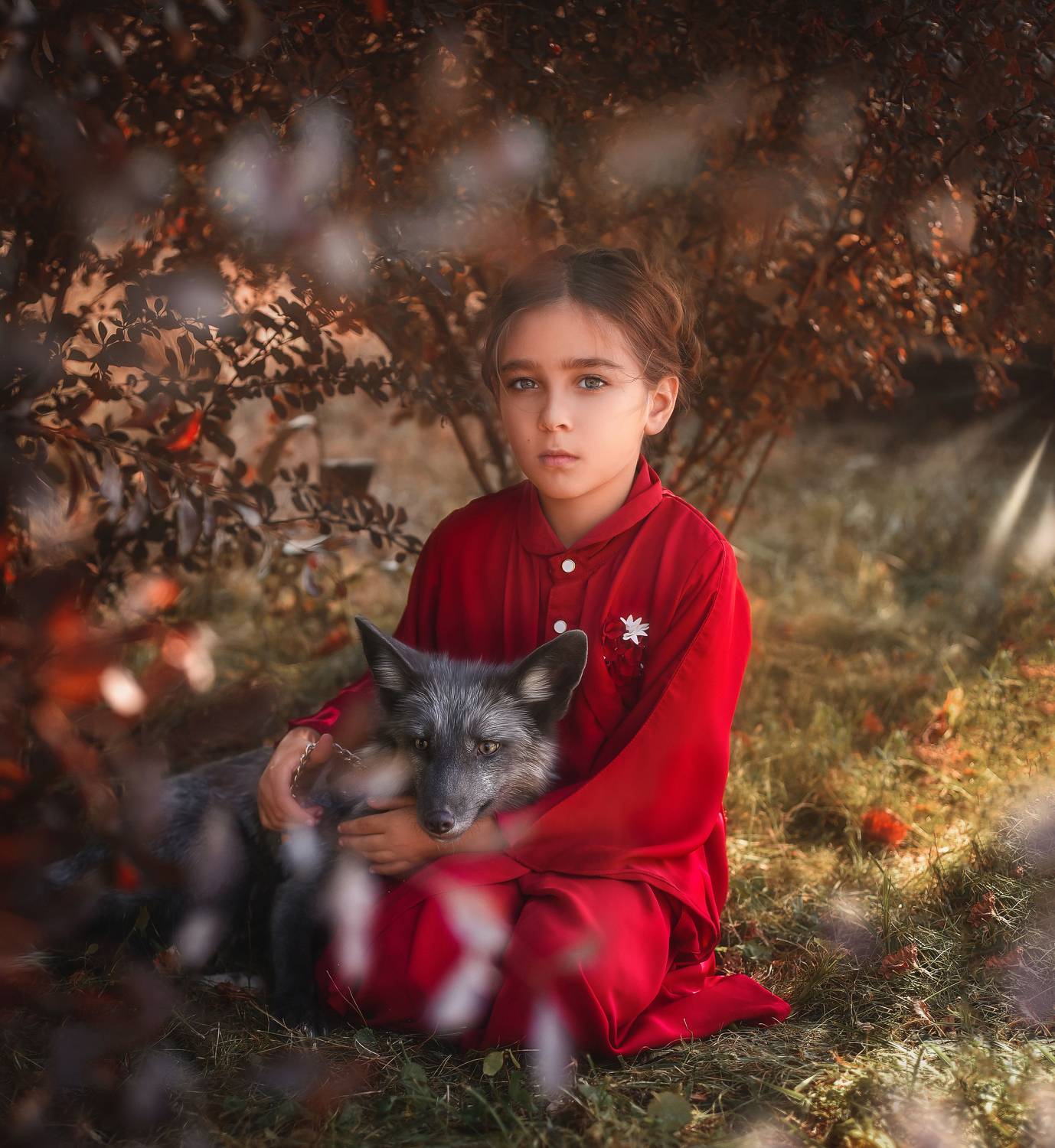 Дети, маугли, животные, лиса, в красном, Индия , Виктория Андреева