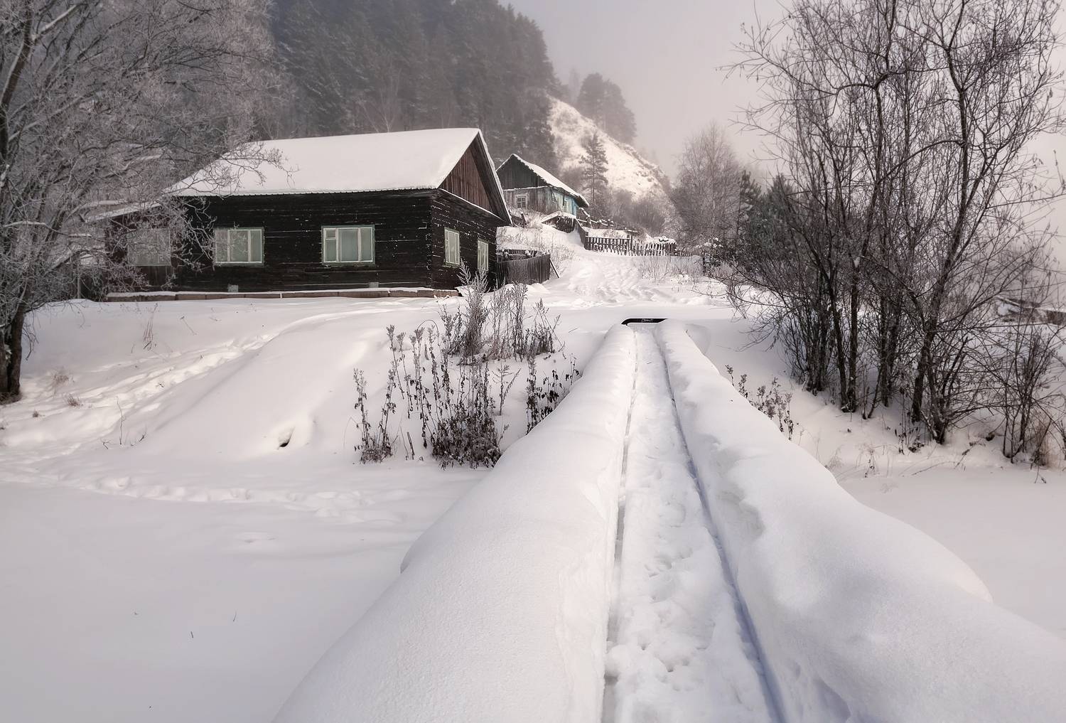 зима, мороз, снег, мостик, домик, тихий уголок, тропинка, Фомина Марина