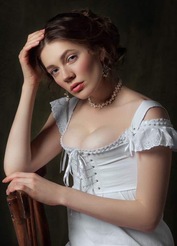 портрет, женский портрет, постановочное фото, фотостудия, девушка, винтаж Винтажный портрет фото превью