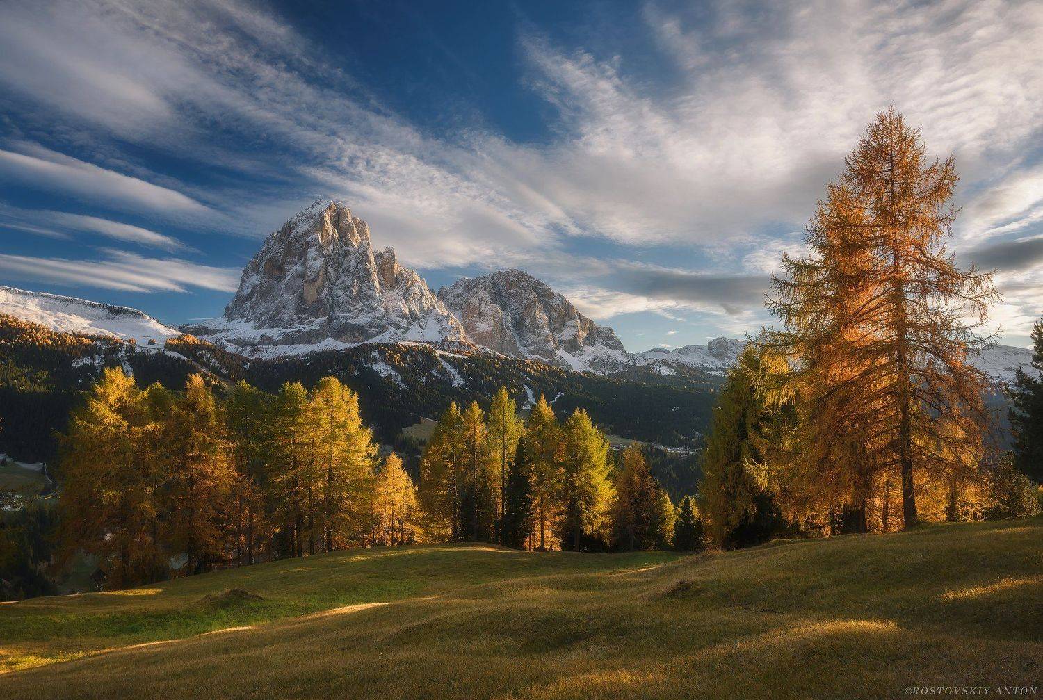 Доломиты, Италия, Осень, горы, закат, Антон Ростовский