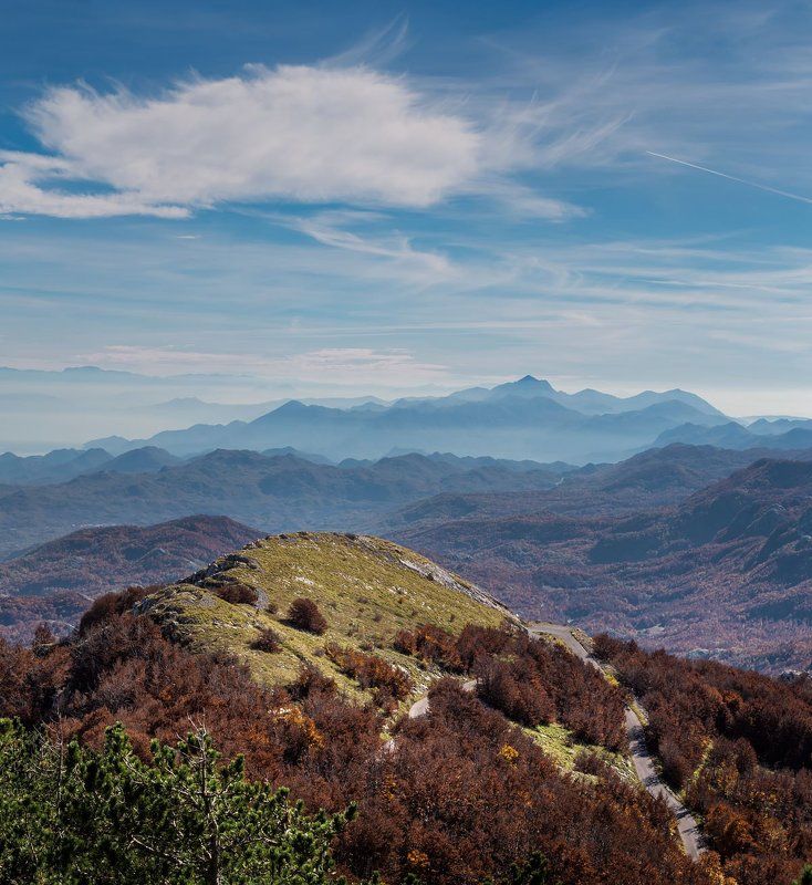 черногория, гора, ловчен Вид на Черногорию с горы Ловчен фото превью