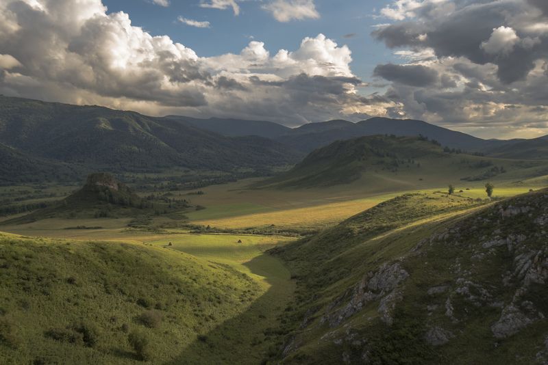 горы,облака,природа,пейзаж,лето,вечер Летний вечер в Алтайских горах фото превью