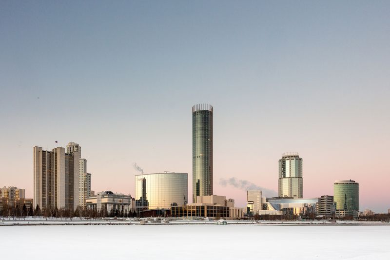 morning, ekb, Екатеринбург, Ural, Rus, Russia, Россия, snow, skiscraper,  frosty morning фото превью