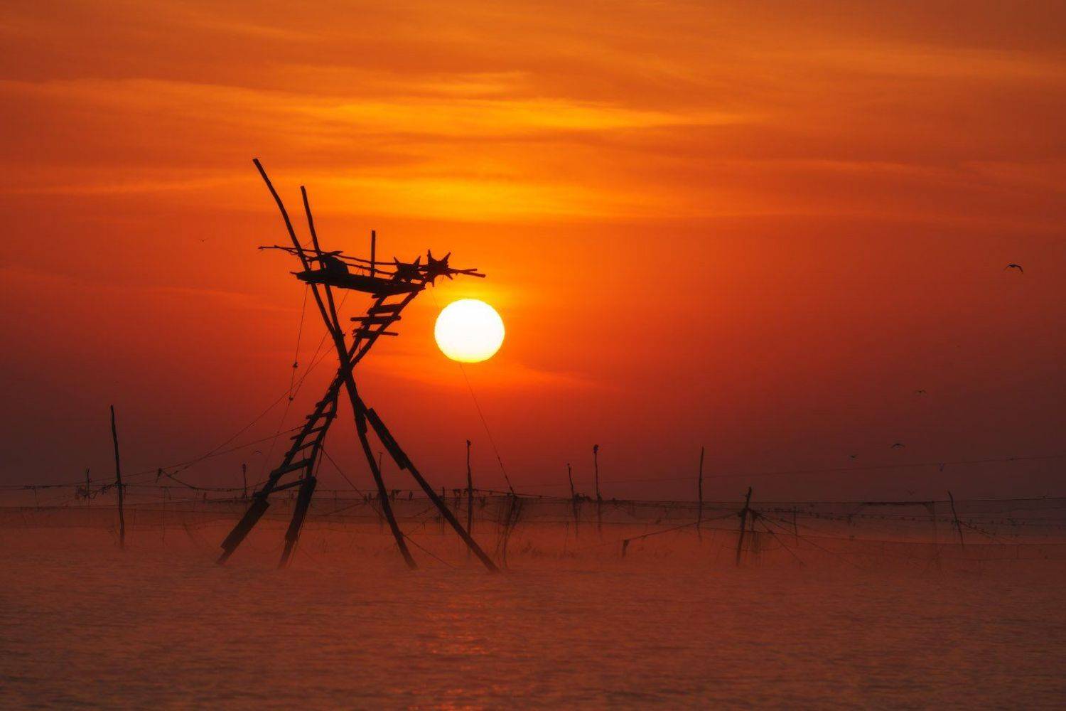 Небо, Рассвет, Сети, Солнце, Черное море, Будин Николай