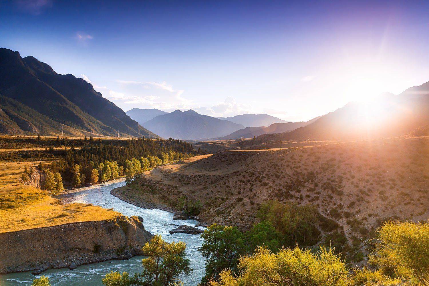 алтай, горный алтай, закат, горы, река, чуя, лето, солнце, желтый, altay, sunset, sun, river, mountain, yellow, summer, Павел Силиненко