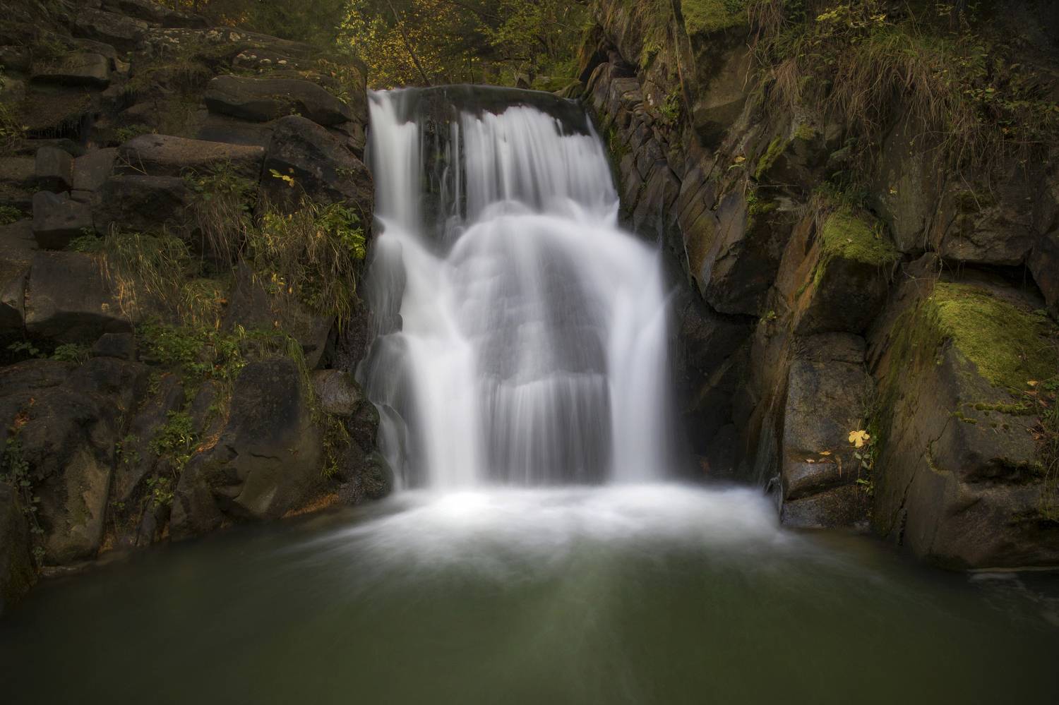 Horizontal  PhotograWaterfall, Water, Nature, Rock, Tree, Forest, Environment, Long-Exposure, River, Poland, Zaskalnik, Szczawnica, Damian Cyfka