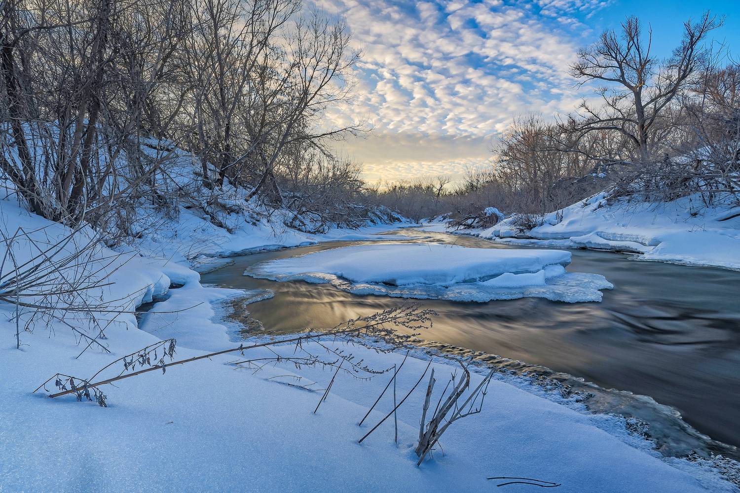 река, зима, закат, медведица, саратов, перекат, Подосинников Максим