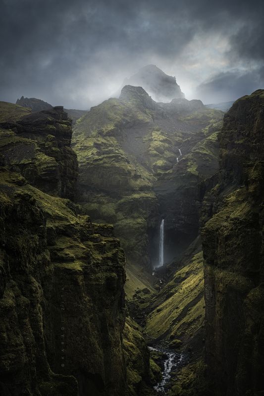 iceland, waterfall, longexpo, landscape, mountains, canyon, Lost waterfall_2 фото превью