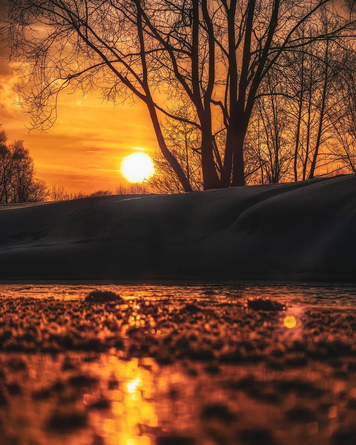 закат, солнце, пейзаж, зима, природа, Хомастя Настя