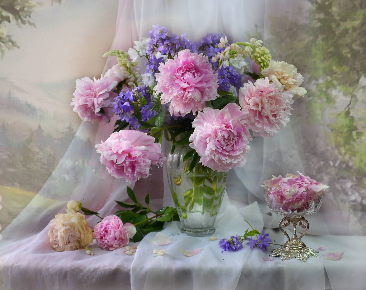 still life, натюрморт, цветы, фото натюрморт,  стекло, настроение, лето, июнь, пионы, Колова Валентина