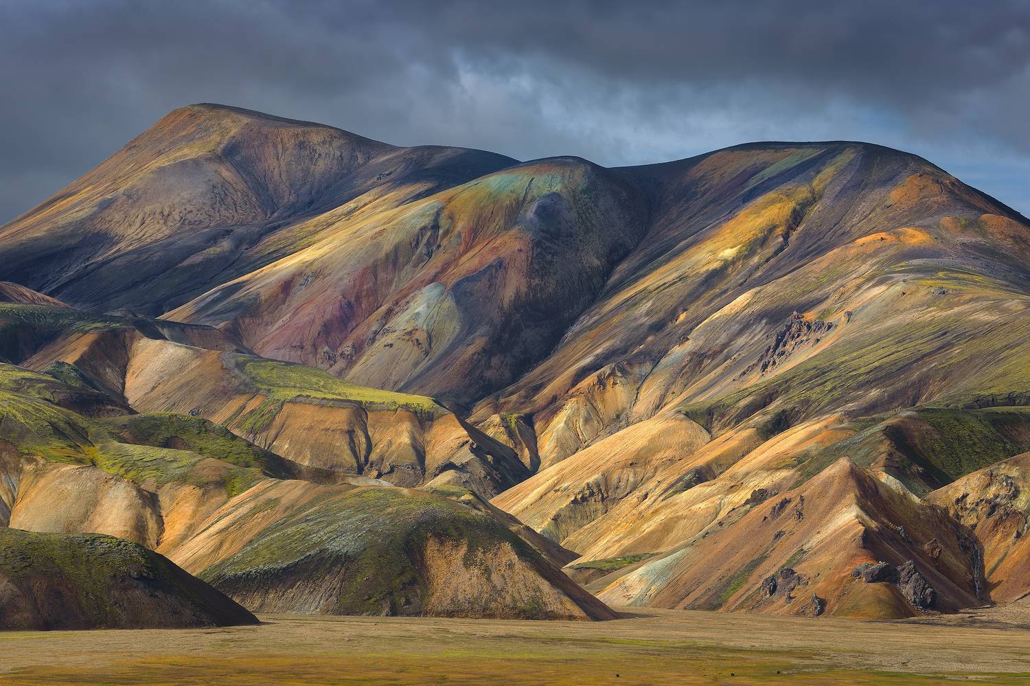 iceland, scene, highlands, moody, sky, valley, rocks, colorful, landscape, Patrick
