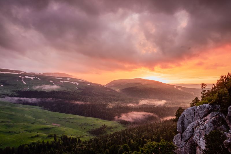 лаго-наки, горы, кавказский заповедник, адыгея, закат Закат фото превью