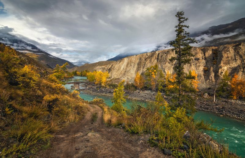 горный алтай,сентябрь,утро,туман,река аргут,дорога,мост Утро в дороге... фото превью