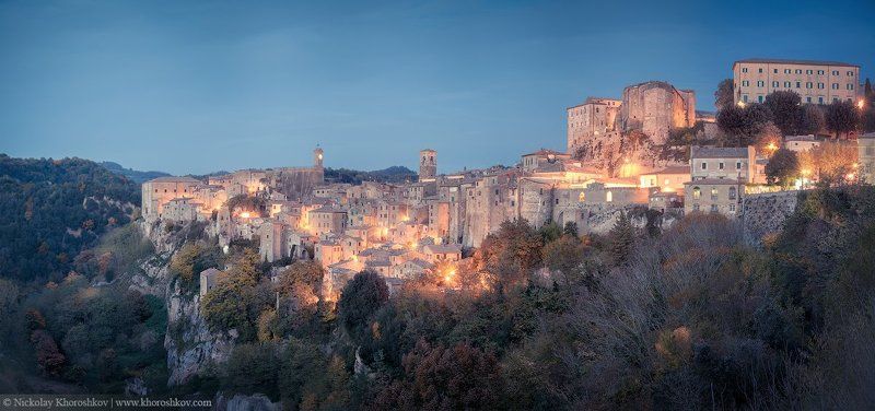 Сорано, Италия, Тоскана, город, архитектура, панорама Средневековый город фото превью