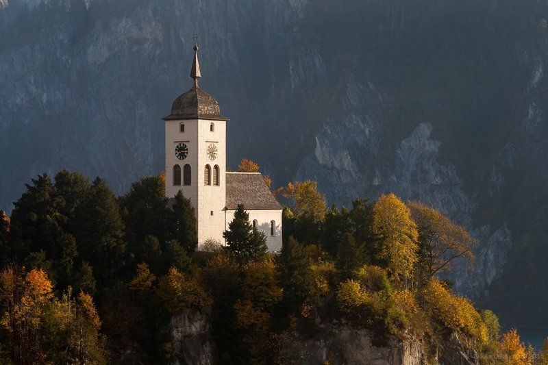 church, traunkirchen, austria, traunsee, morning, light Morning light фото превью