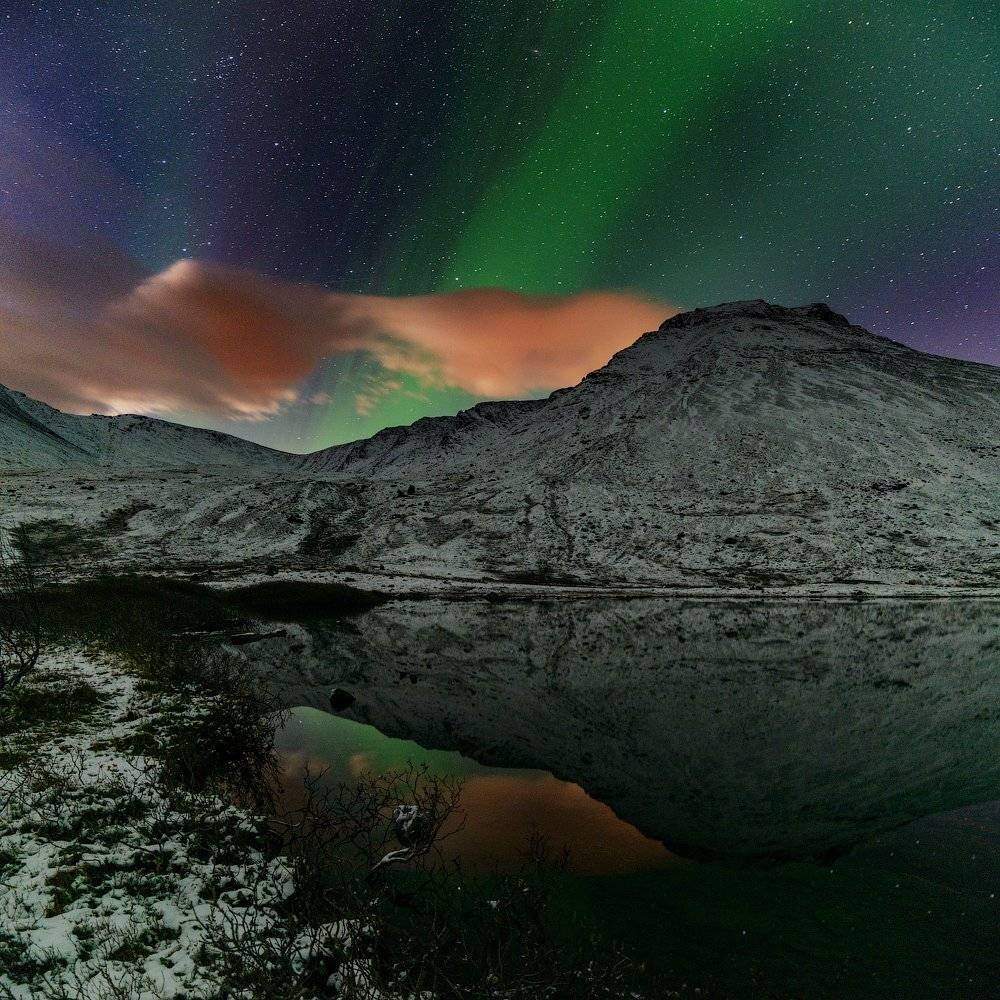 Aurora borealis, Заморозки, Заполярье, Север, Северное сияние, Сердцевидное озеро, Хибины, Роман Горячий
