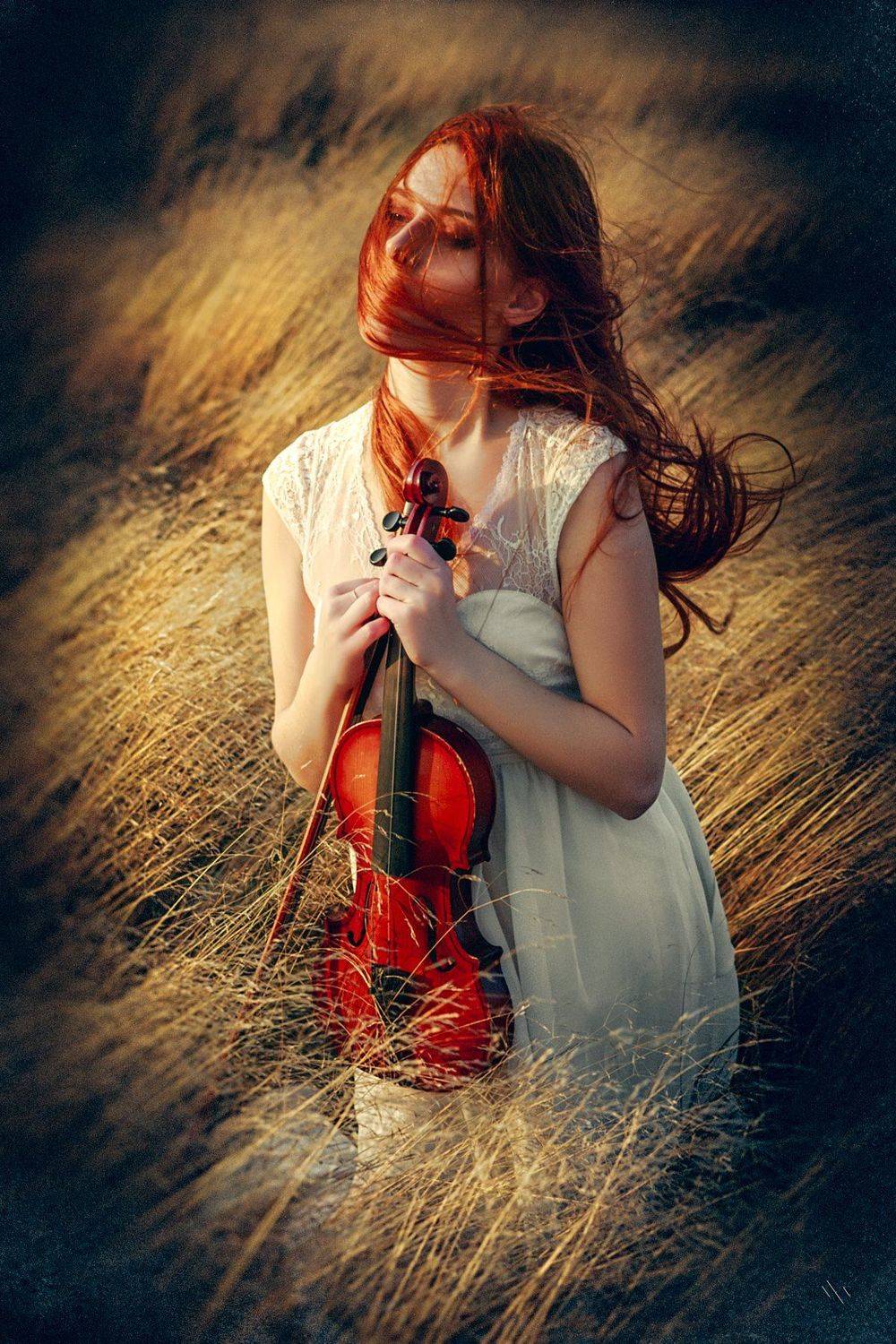 Autumn, Emotion, Portrait, Violin, Woman, Руслан Болгов (Axe)