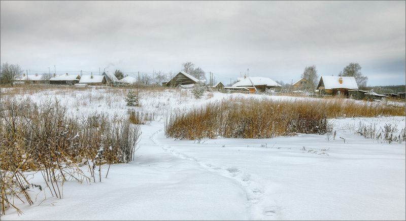 пейзаж, зима, вечер, деревня, свет, цвет, александр никитинский Картинка деревенская... фото превью