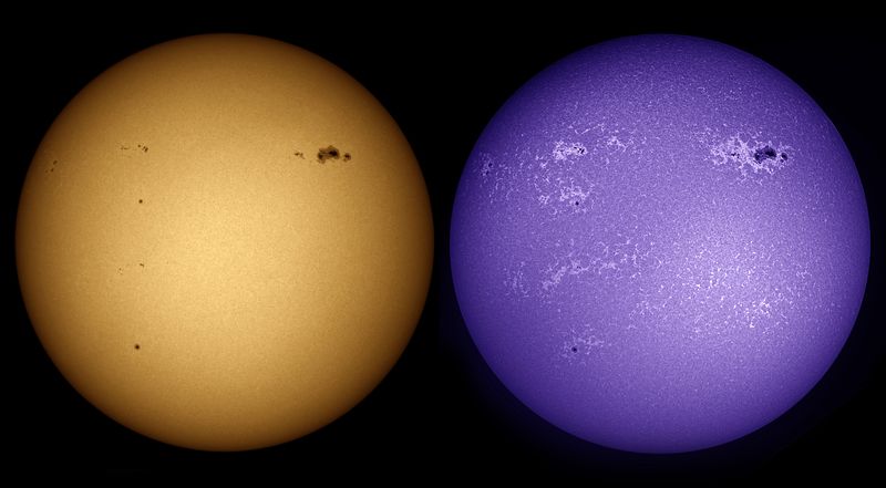 Космос, Астрономия, Солнце Два разных Солнца фото превью