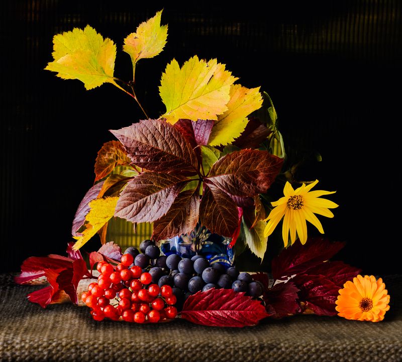 натюрморт Ягоды с листьями фото превью