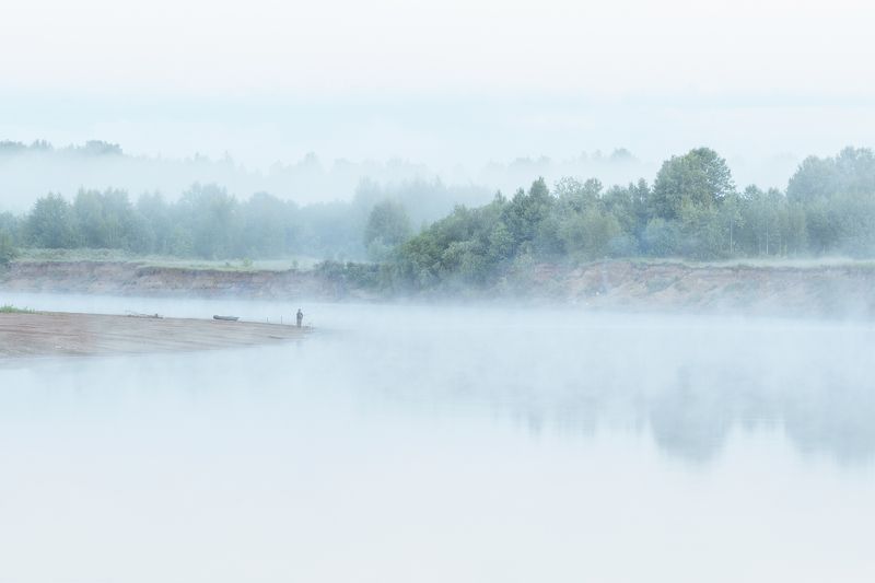 пейзаж, природа, лето, республика коми, рассвет, туман  фото превью