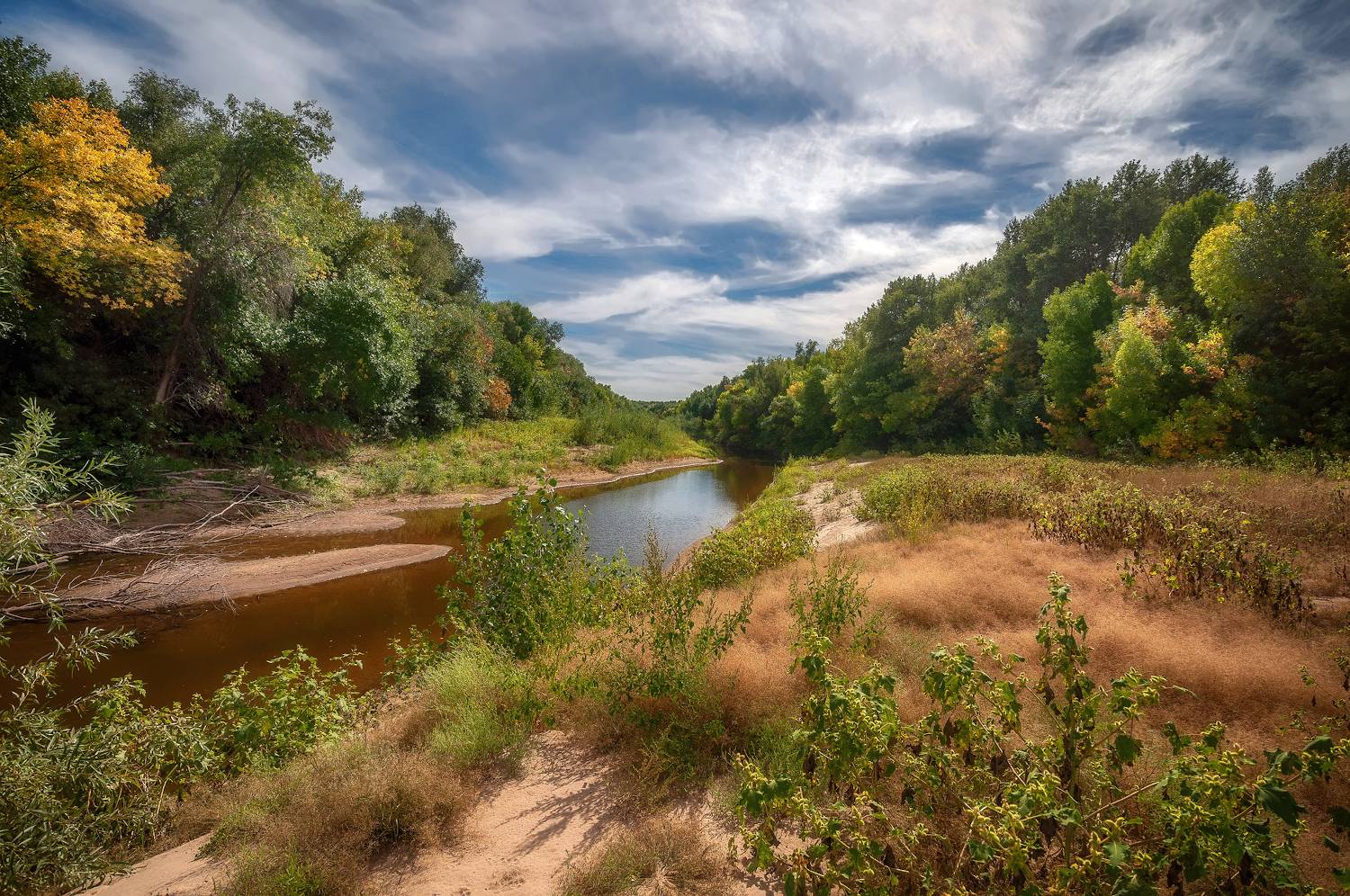 речка, приток, ахтуба, лес, лето, песок, Сергей Аникин