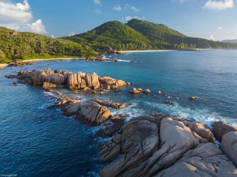 пейзаж, океан, камни, рассвет, сейшелы, ла-диг, la-digue, seychelles, landscape, seascape, sunrise Про камни и воду фото превью