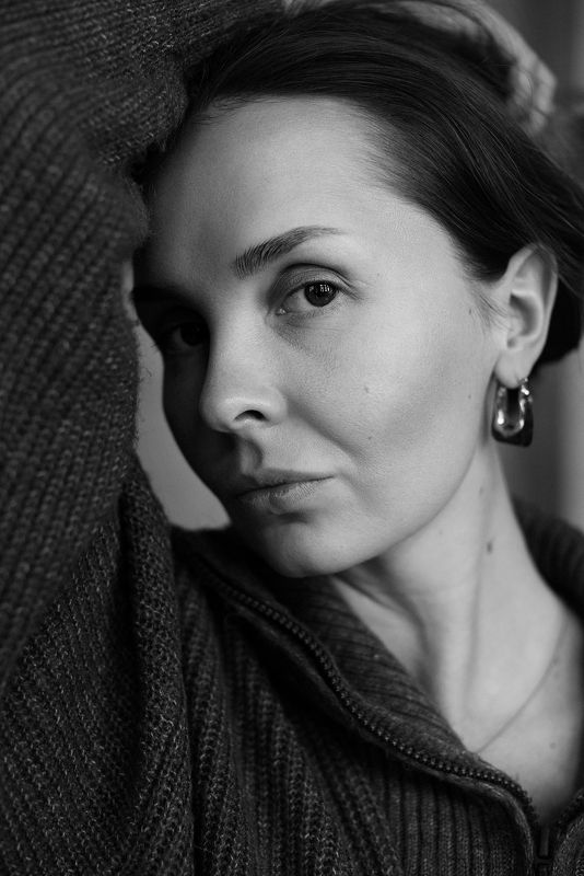портрет, портретная фотография, женский портрет, естественный свет, фотосессия, чб, девушка, естественность, nikon d810, 50mm Ася фото превью