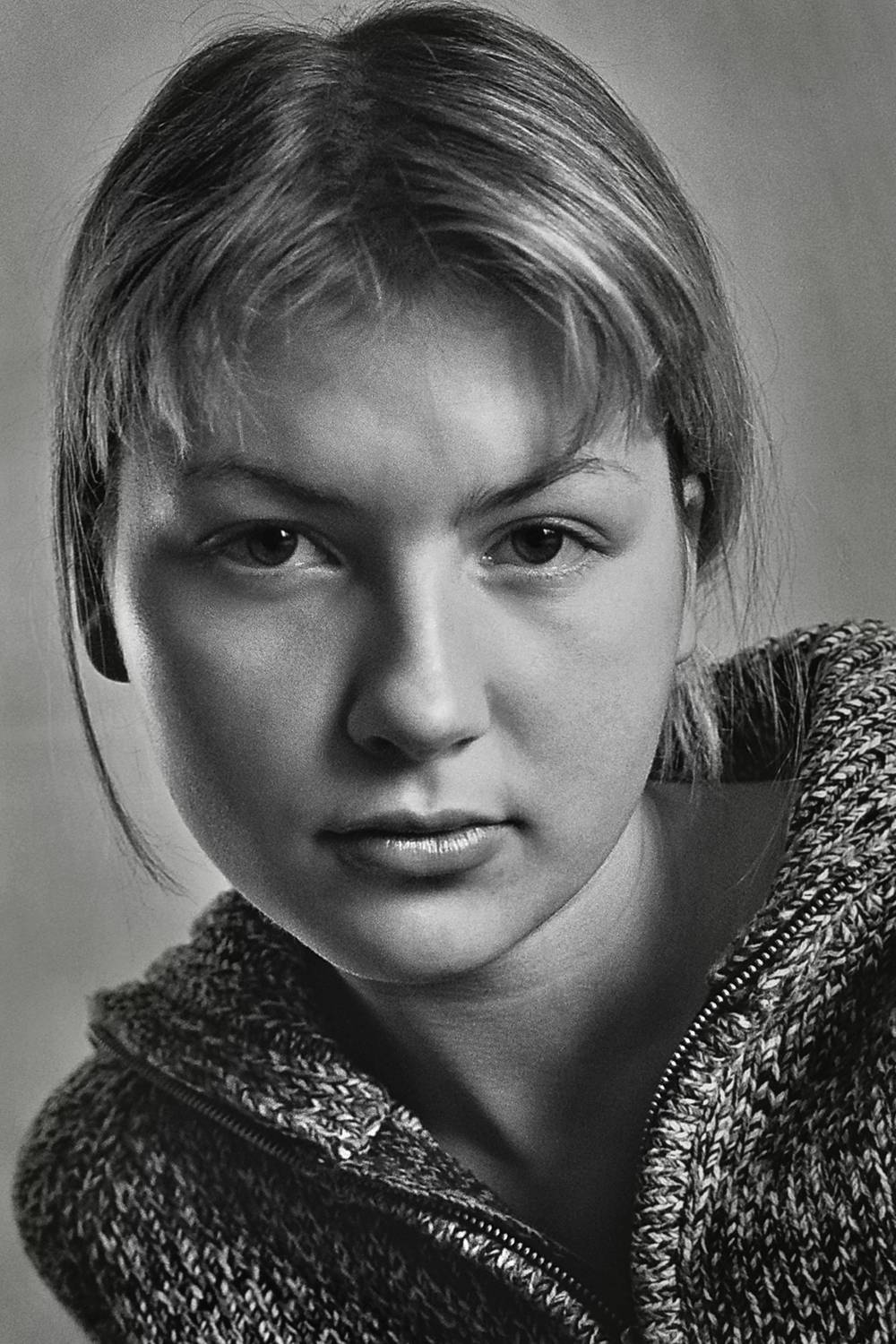 девушка, потрет, взгляд, глаза, апатиты, чб, Николай Смоляк