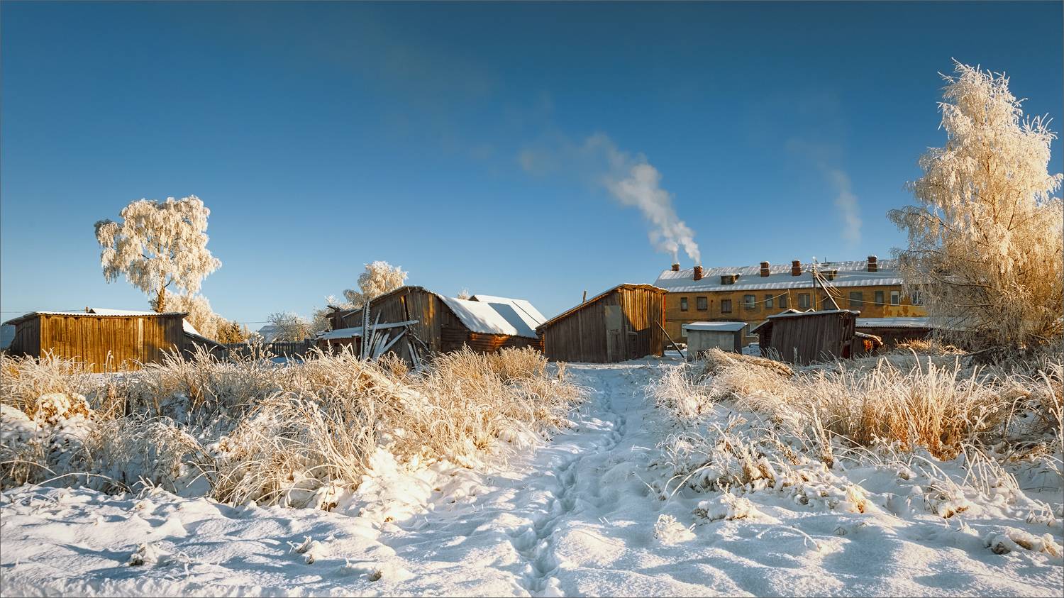 пейзаж, зима, полдень, деревня, свет, цвет, александр никитинский, Никитинский Александр