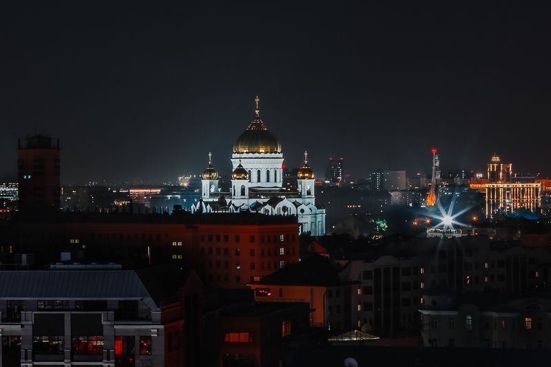 москва, храм христа спасителя, город, ночь, moscow, cathedral of christ the savior, city, night City Sleeps фото превью