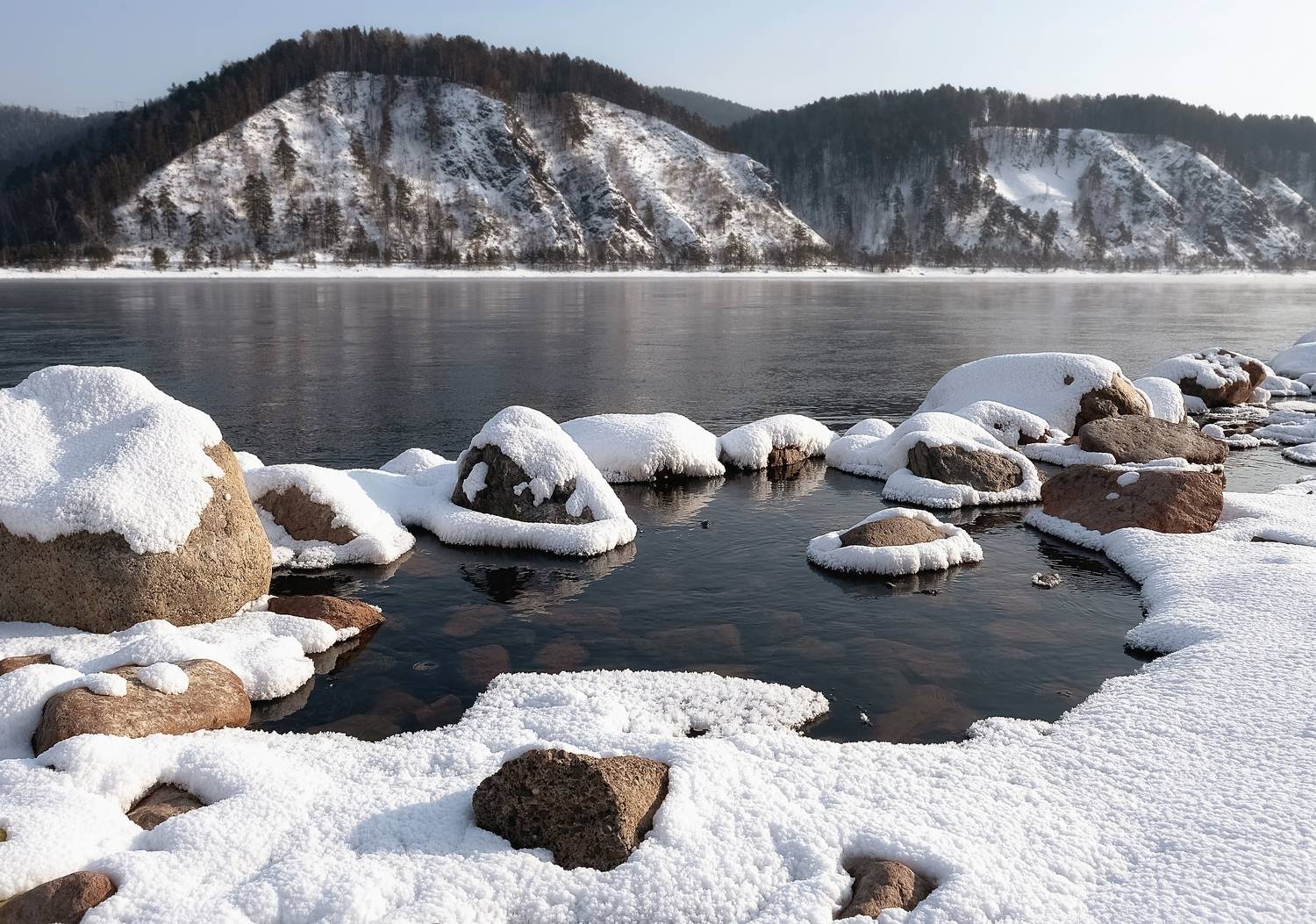 сибирь, проталины, март, камни, енисей, берег, Фомина Марина