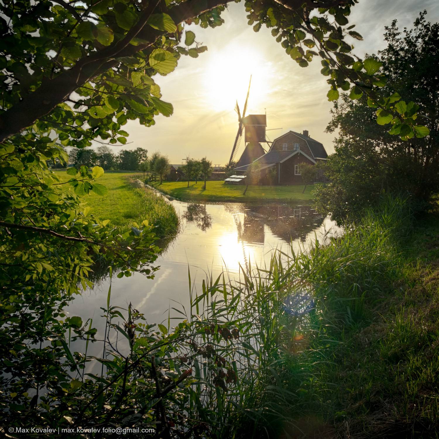 Europe, HDR, Holland, architecture, art, chanel, cloud, contre-jour, foliage, house, leaf, leaves, mill, nature, plant, pond, summer, sun, sunny, sunset, tree, village, water, wooden, Голландия, Европа, архитектура, вода, деревня, дерево, деревянный, дом,, Максим Ковалёв