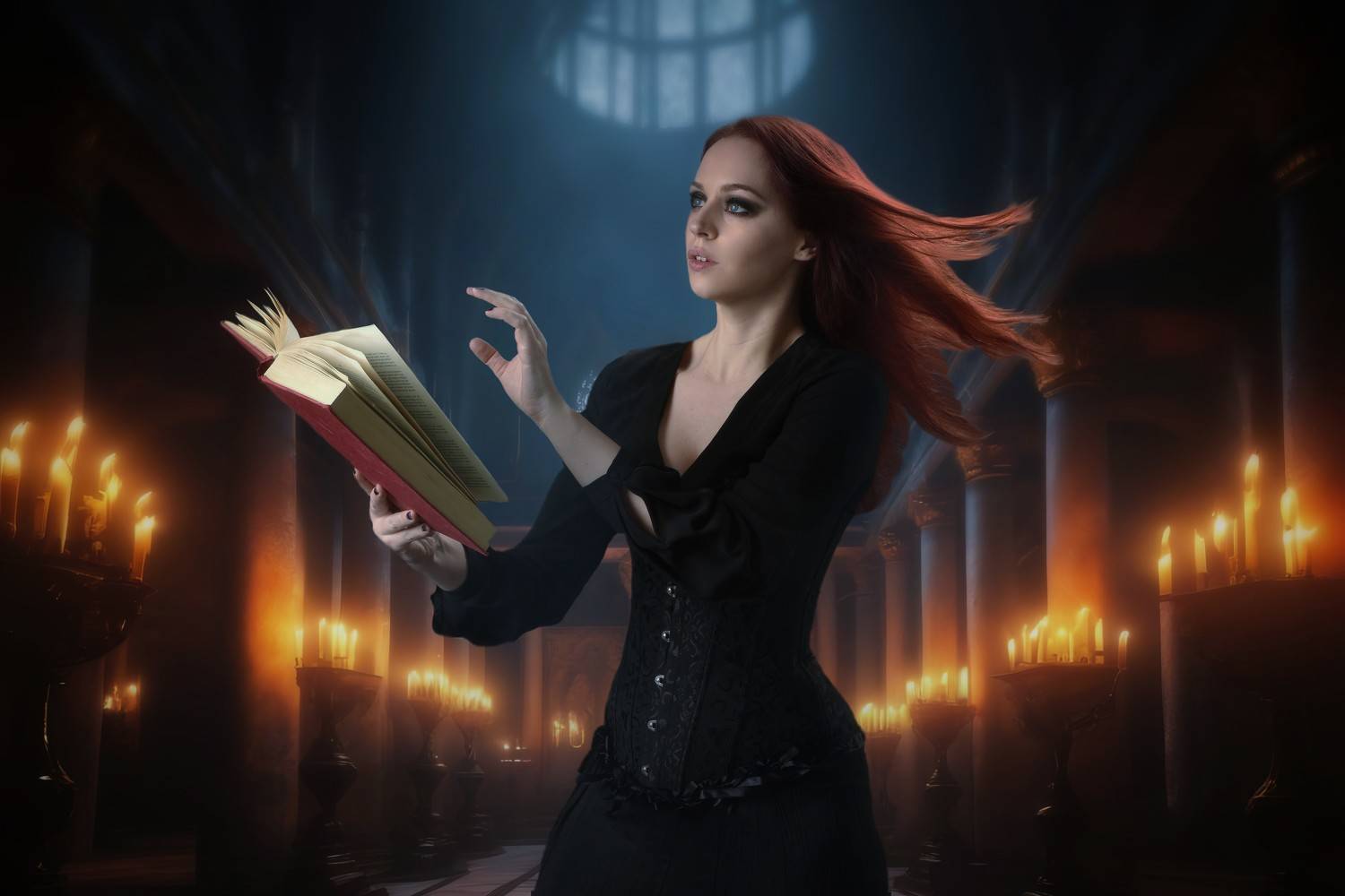 девушка, замок, книга, Sergii Vidov