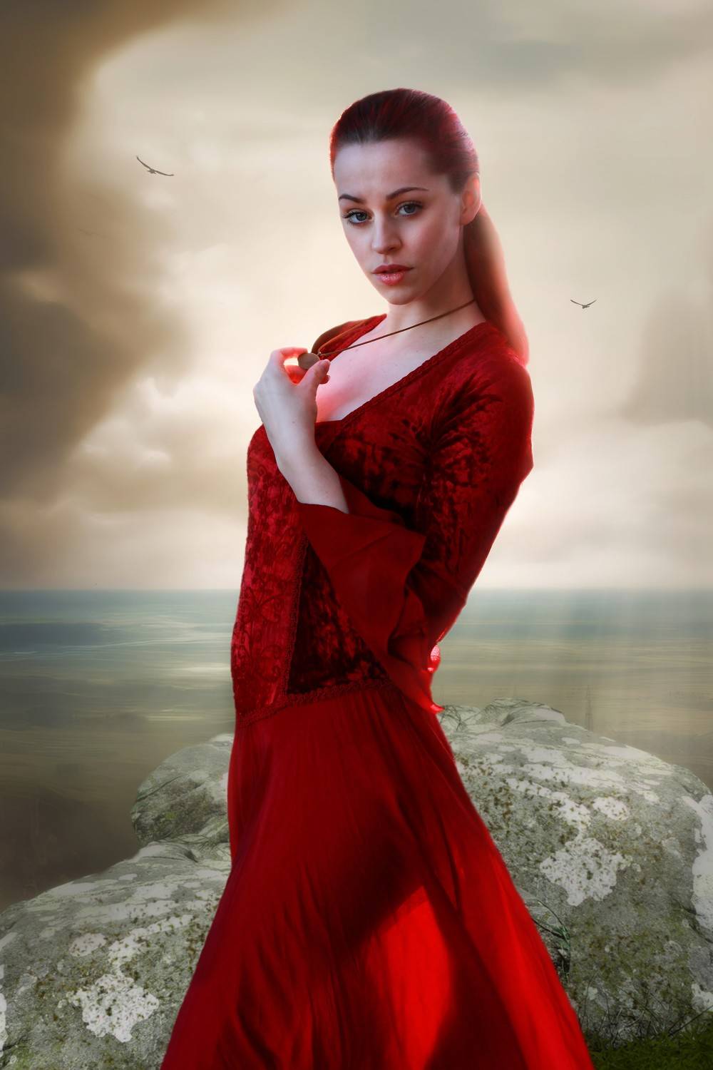 девушка, скала, облака, Sergii Vidov