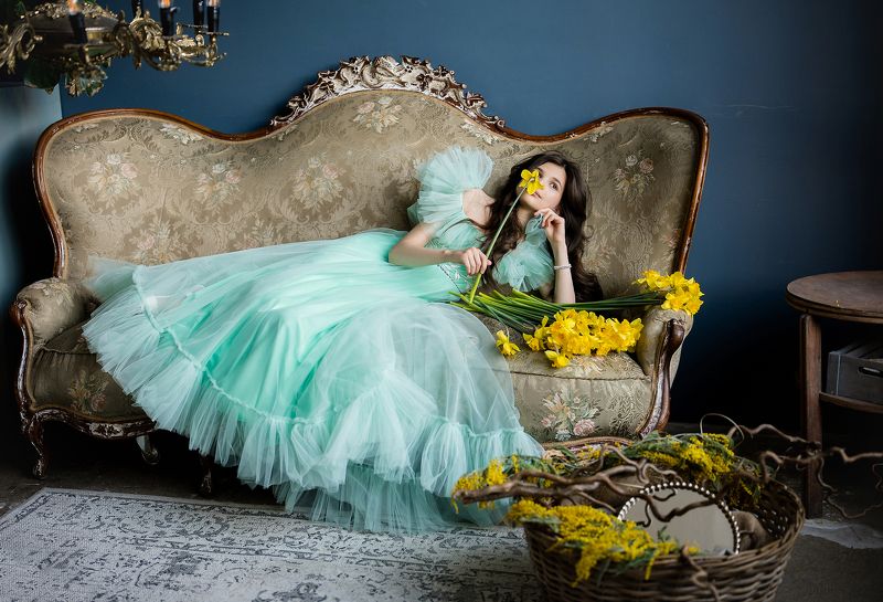 весна,девочка,винтаж,барокко,цветы,весеннее, стиль, нежность. дыхание весны... фото превью